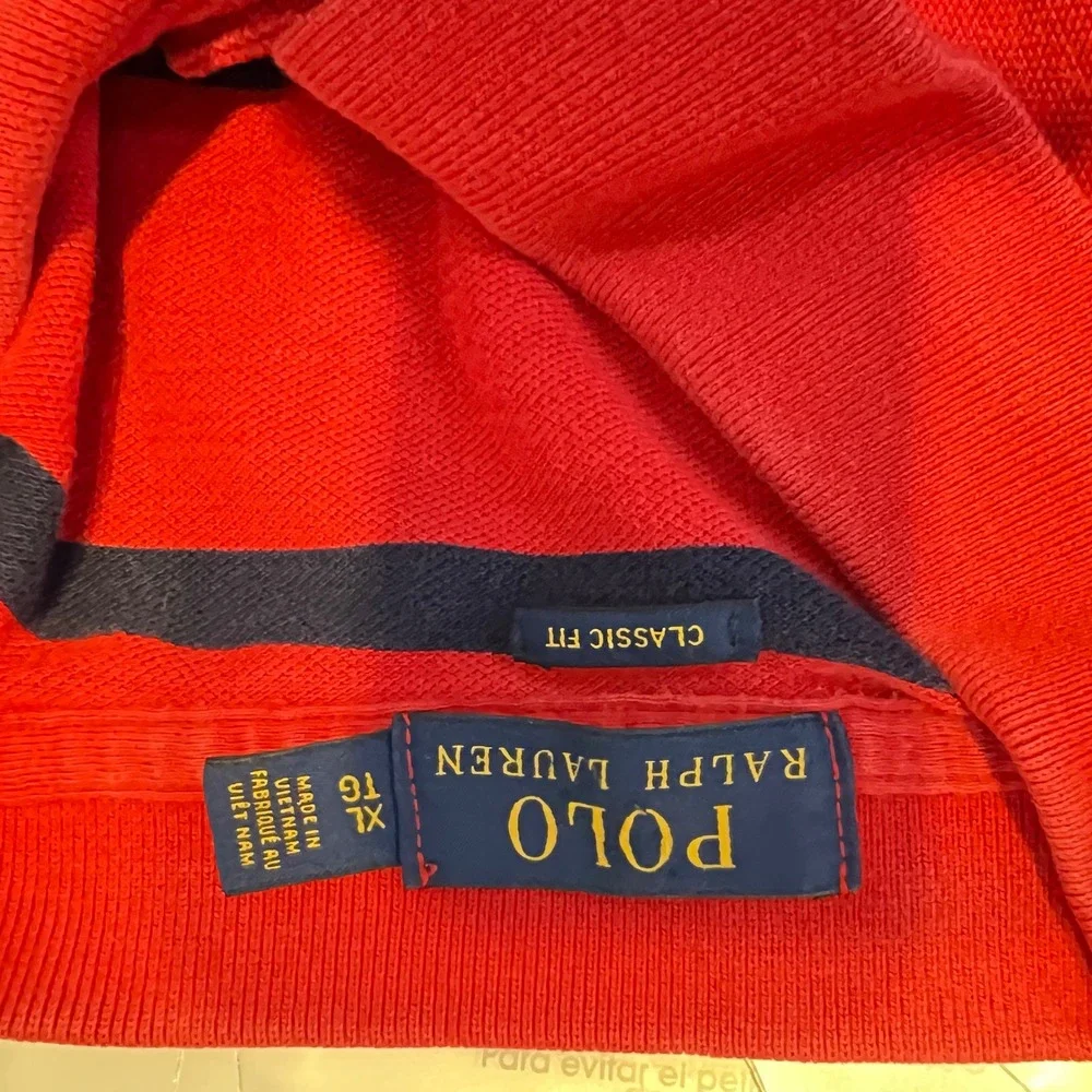 1117 | Polo Ralph Lauren Classic Fit Red Navy Stripe Polo Shirt Mens XL